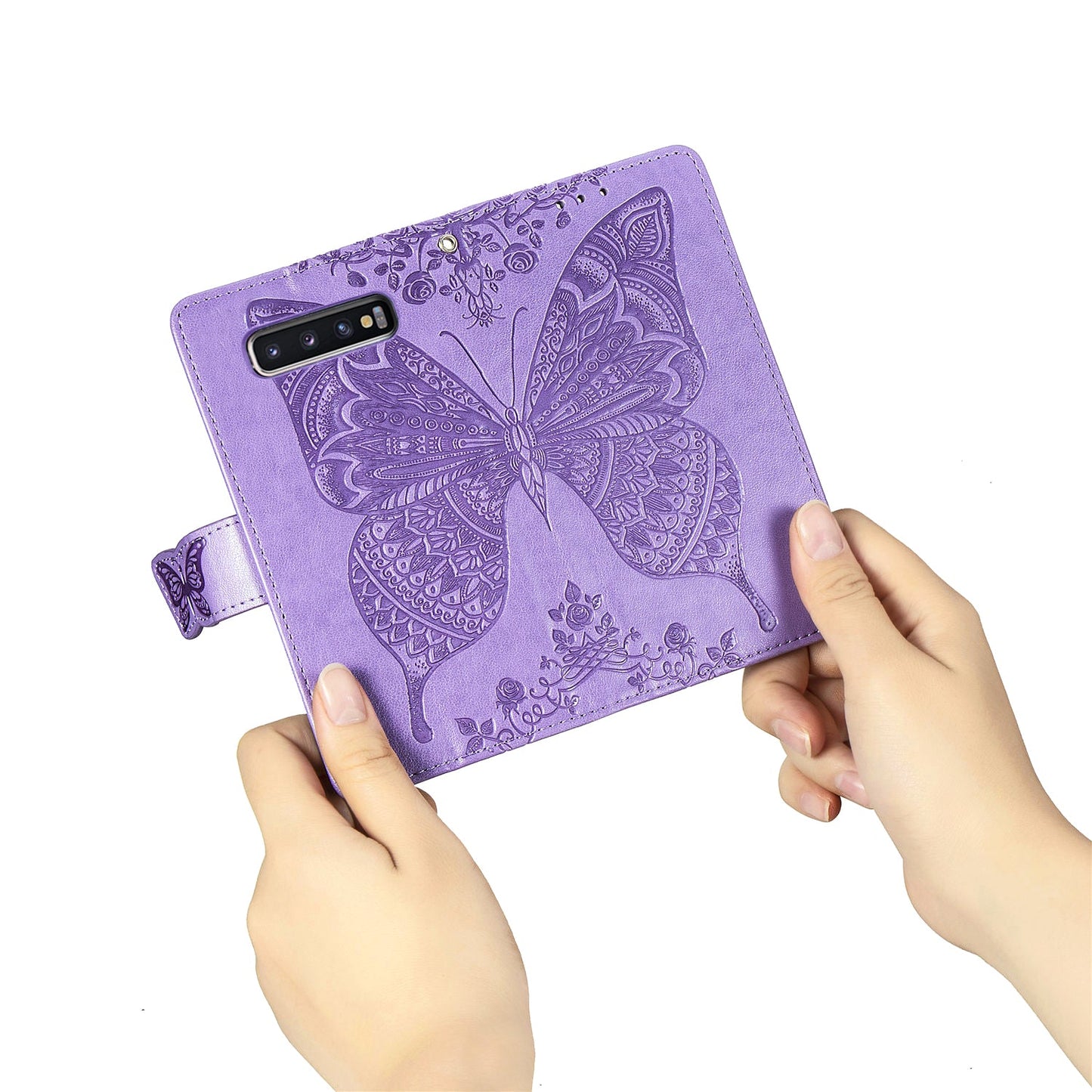 Luxuriöse geprägte Schmetterlings-Leder-Brieftaschen-Flip-Hülle für Samsung Galaxy S10