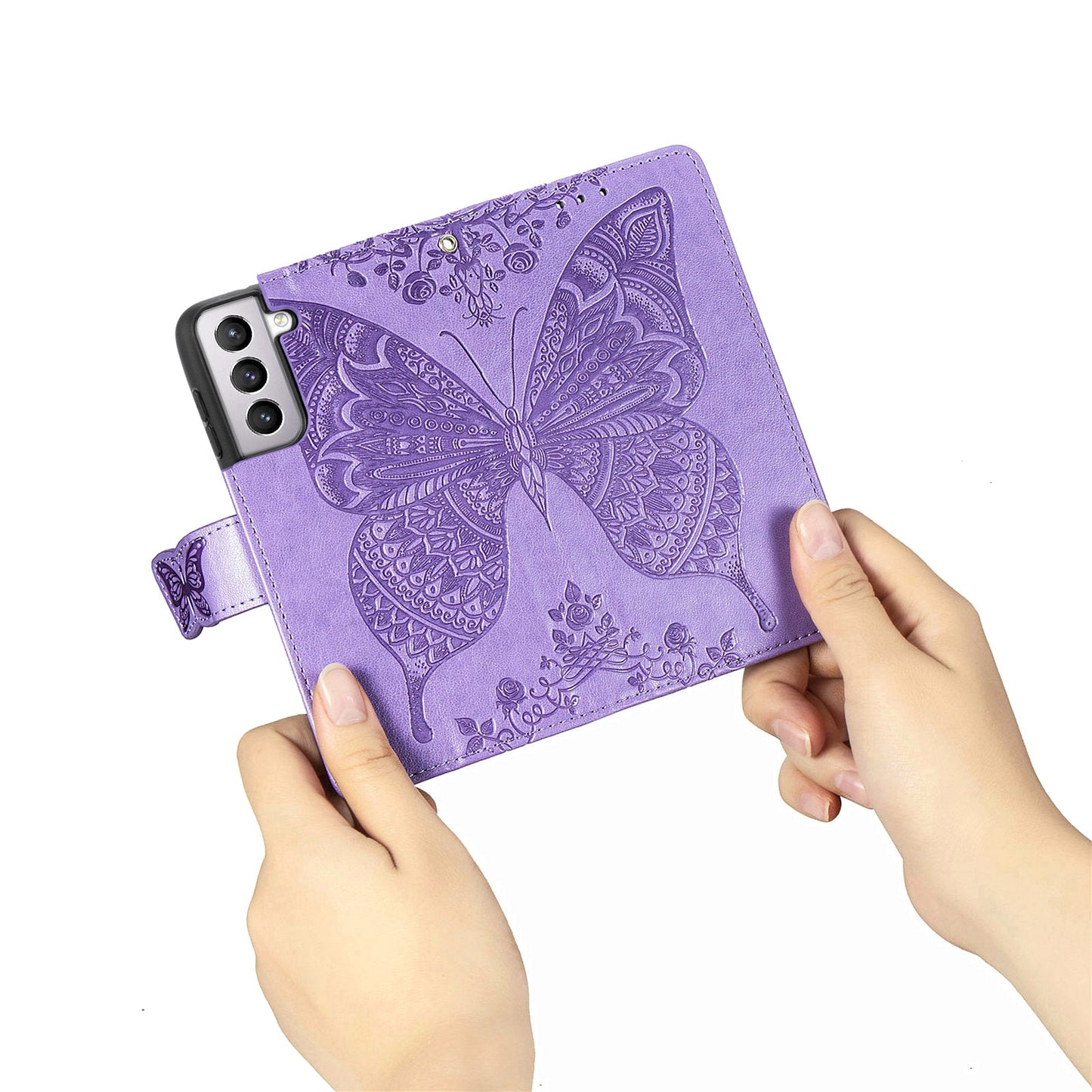 Luxus geprägte Schmetterlings-Leder-Brieftaschen-Flip-Hülle für Samsung Galaxy S21 Serie
