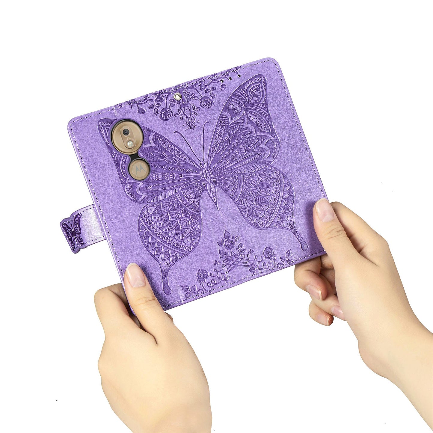 Luxuriöse geprägte Schmetterlings-Leder-Brieftaschen-Klapphülle für MOTO G7/ G7 Power/ G7 Play