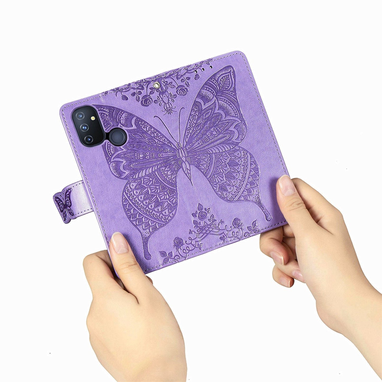 Luxuriöses geprägtes Schmetterlings-Leder-Brieftaschen-Flipcase für OnePlus Nord N100