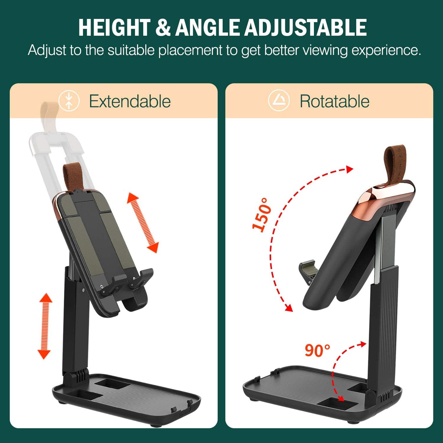 Mini support pliable télescopique pour téléphone et tablette