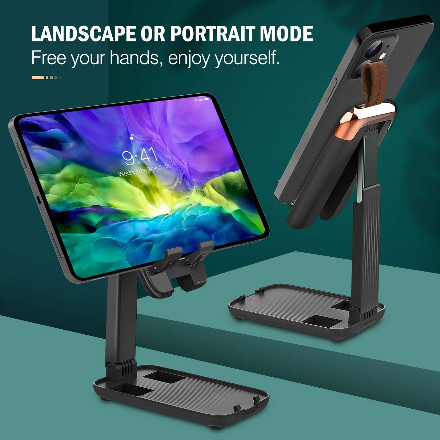 Mini support pliable télescopique pour téléphone et tablette