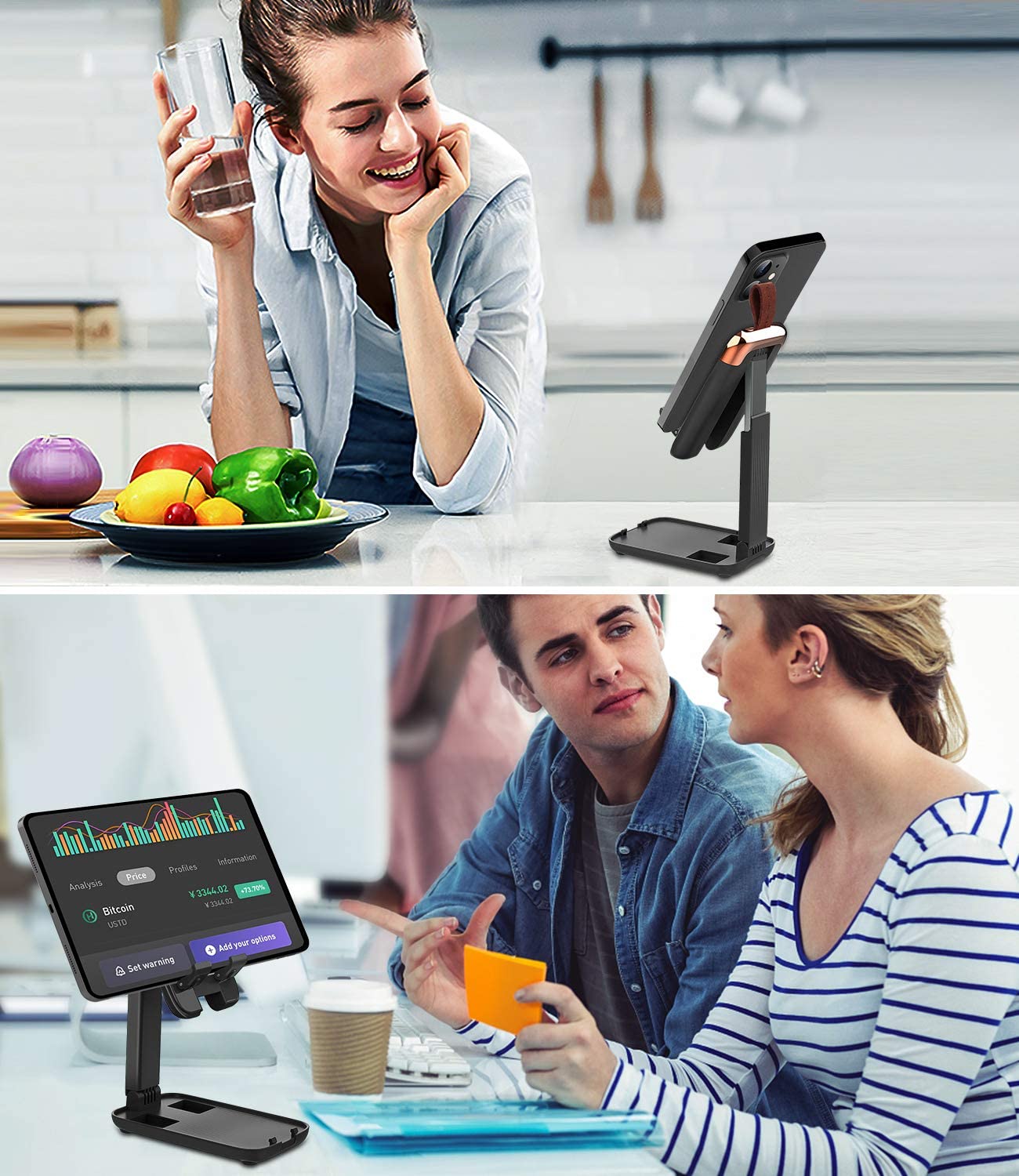 Mini support pliable télescopique pour téléphone et tablette