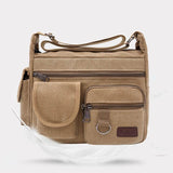 Universal Canvas Multi-Pocket Retro Large Crossbody Bag