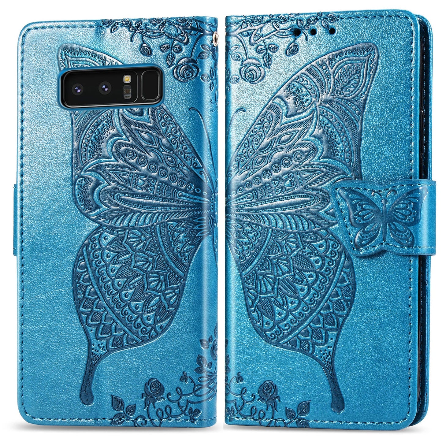Luxuriöse geprägte Schmetterlings-Lederhülle mit Klappe für Samsung Note8