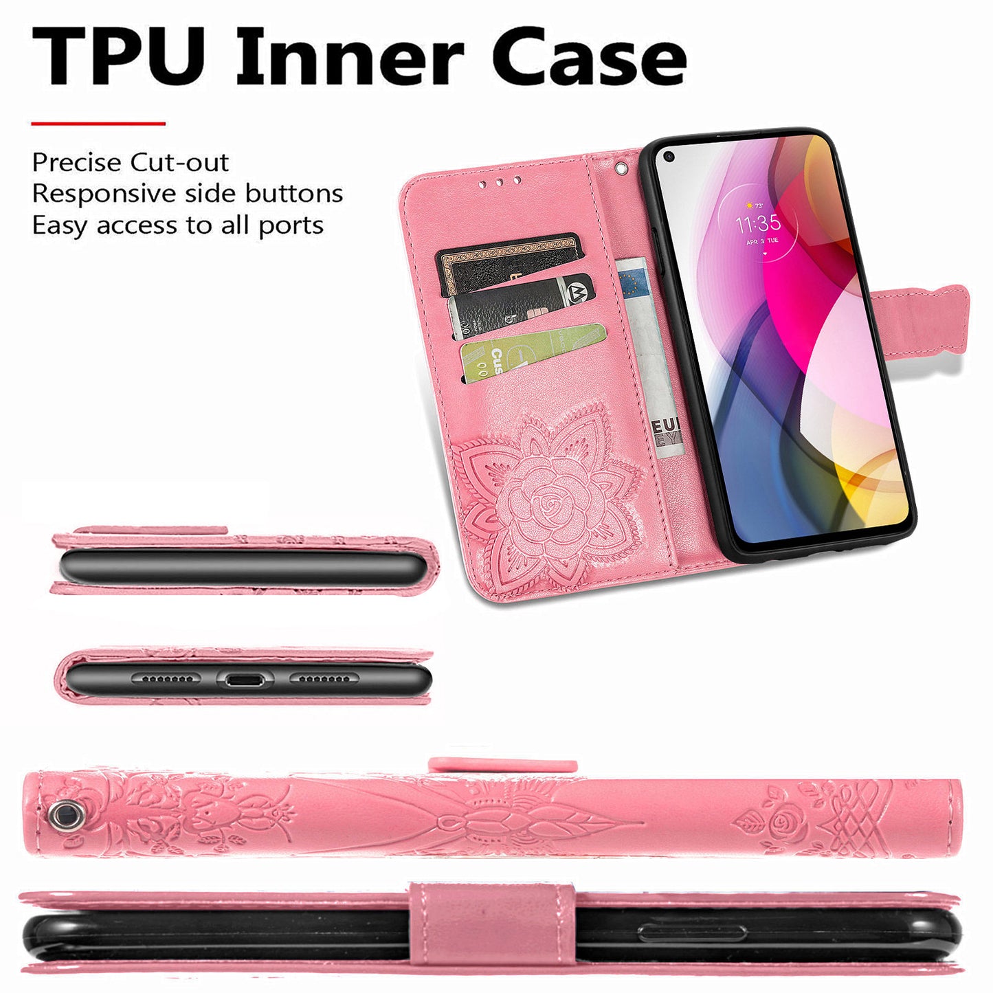 Luxuriöse geprägte Schmetterlings-Leder-Brieftaschen-Klapphülle für MOTO G Stylus 2021