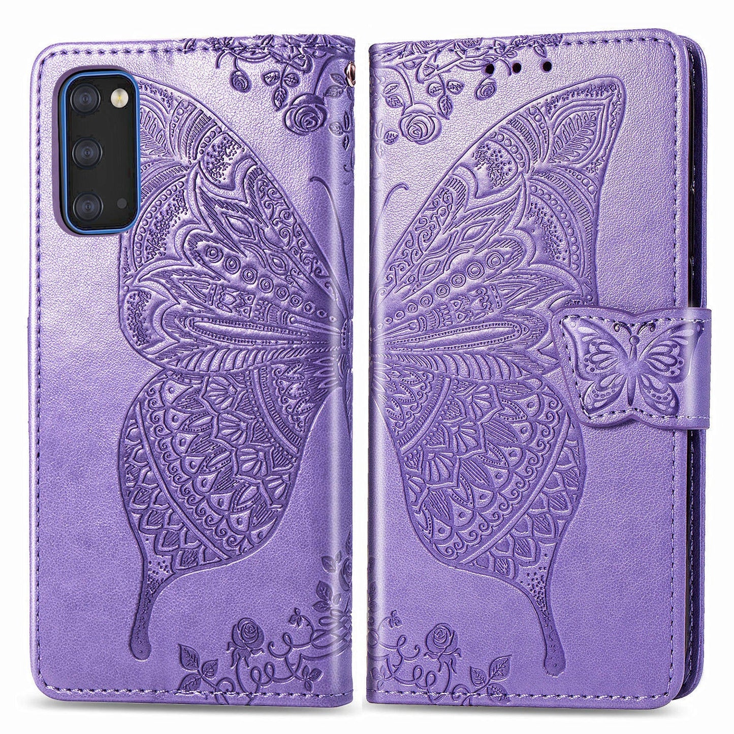 Luxus geprägte Schmetterlings-Leder-Brieftasche Klapphülle für Samsung Galaxy S20