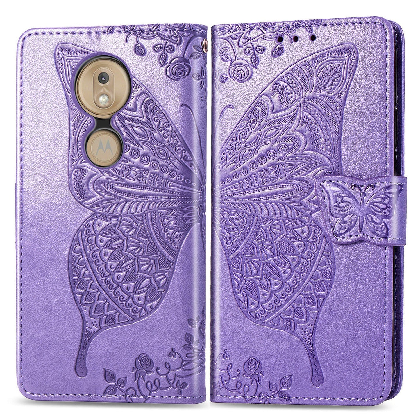 Luxuriöse geprägte Schmetterlings-Leder-Brieftaschen-Klapphülle für MOTO G7/ G7 Power/ G7 Play