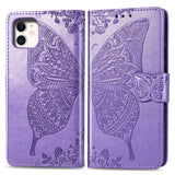 Luxury Embossed Butterfly Leather Wallet Flip Case For iPhone 12 Series