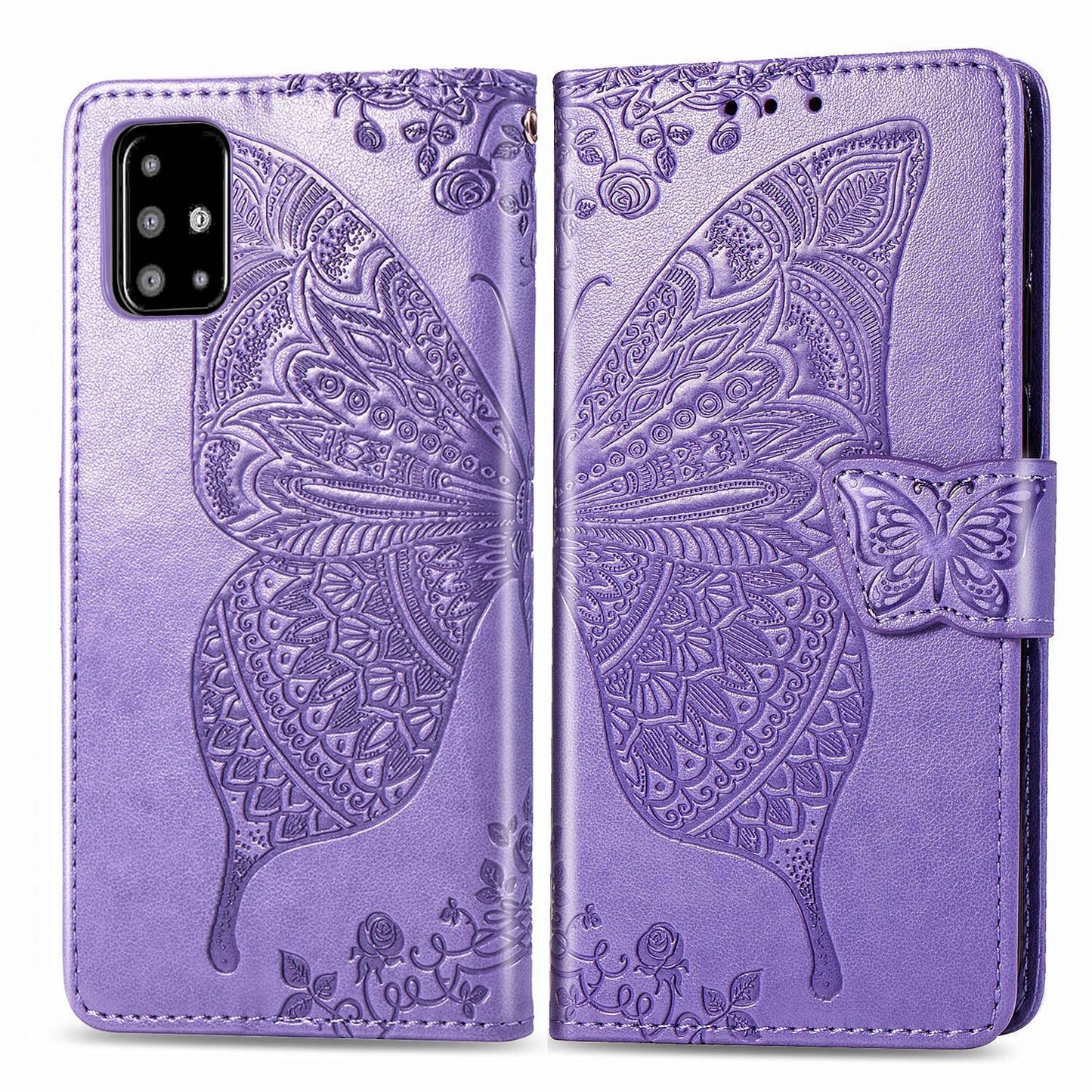 Luxuriöse geprägte Schmetterling Leder Geldbörse Flip Case für Samsung A71