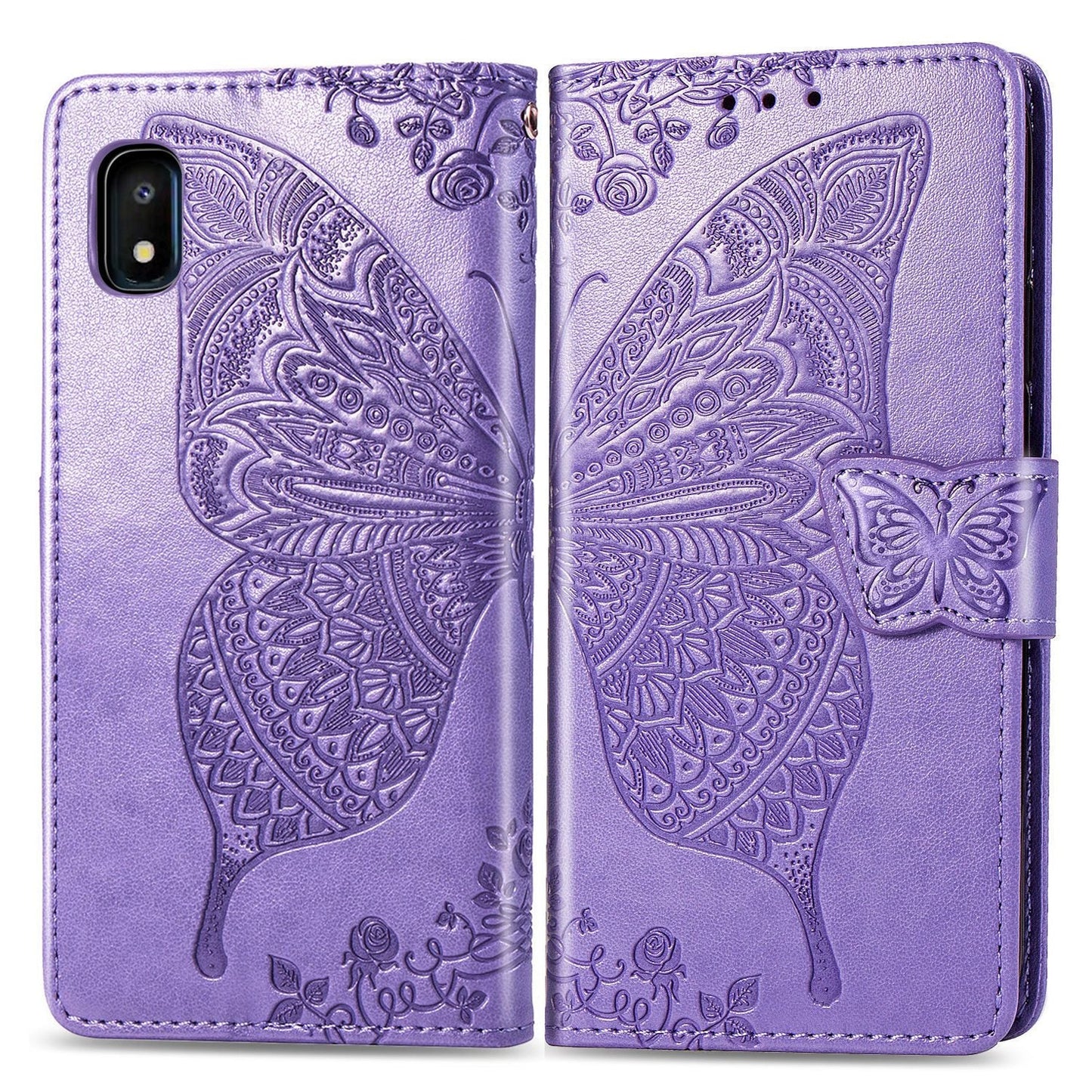 Luxuriöse geprägte Schmetterling Leder Geldbörse Flip Case für Samsung A10E