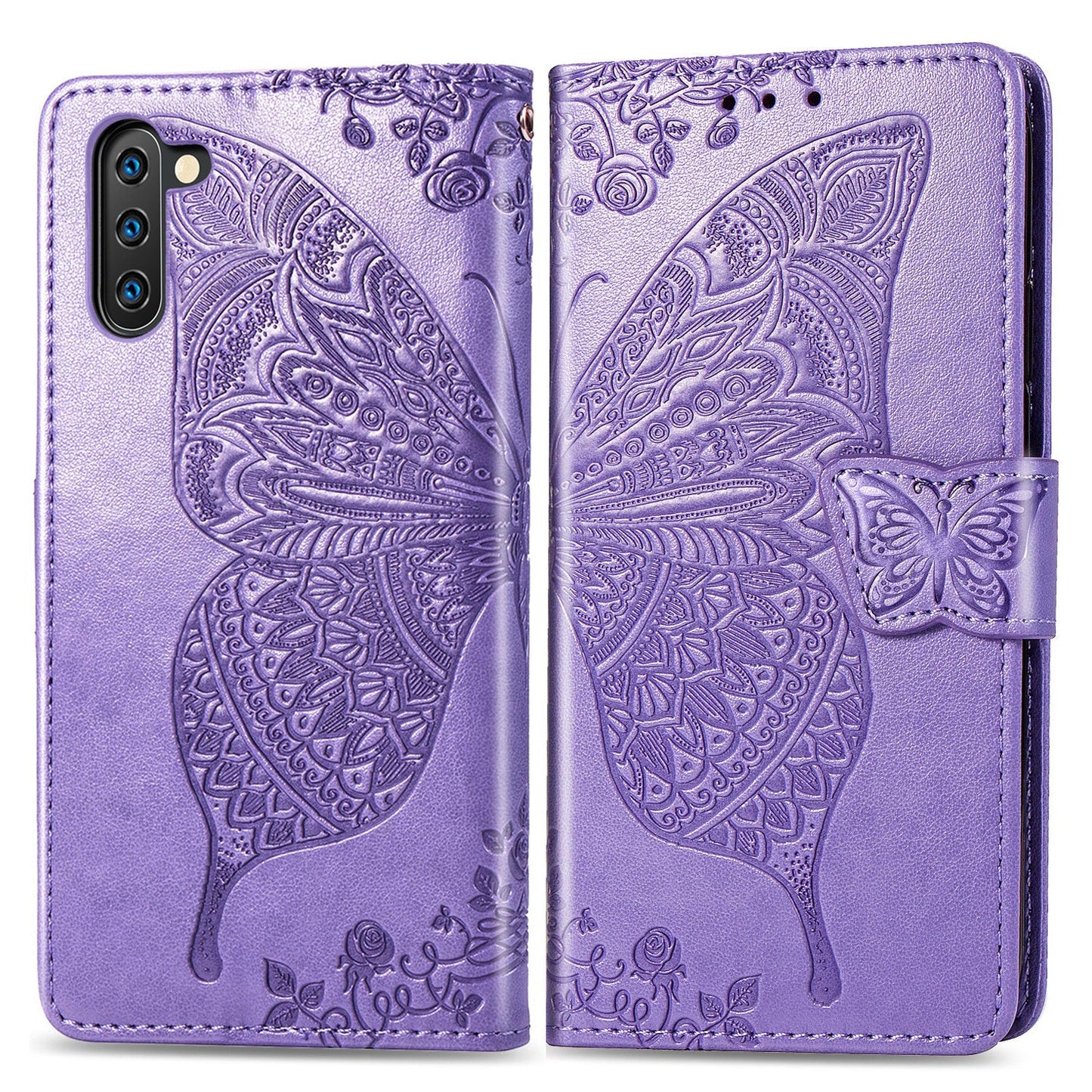 Luxuriöses geprägtes Schmetterling Leder Wallet Flip Case für Samsung Note10