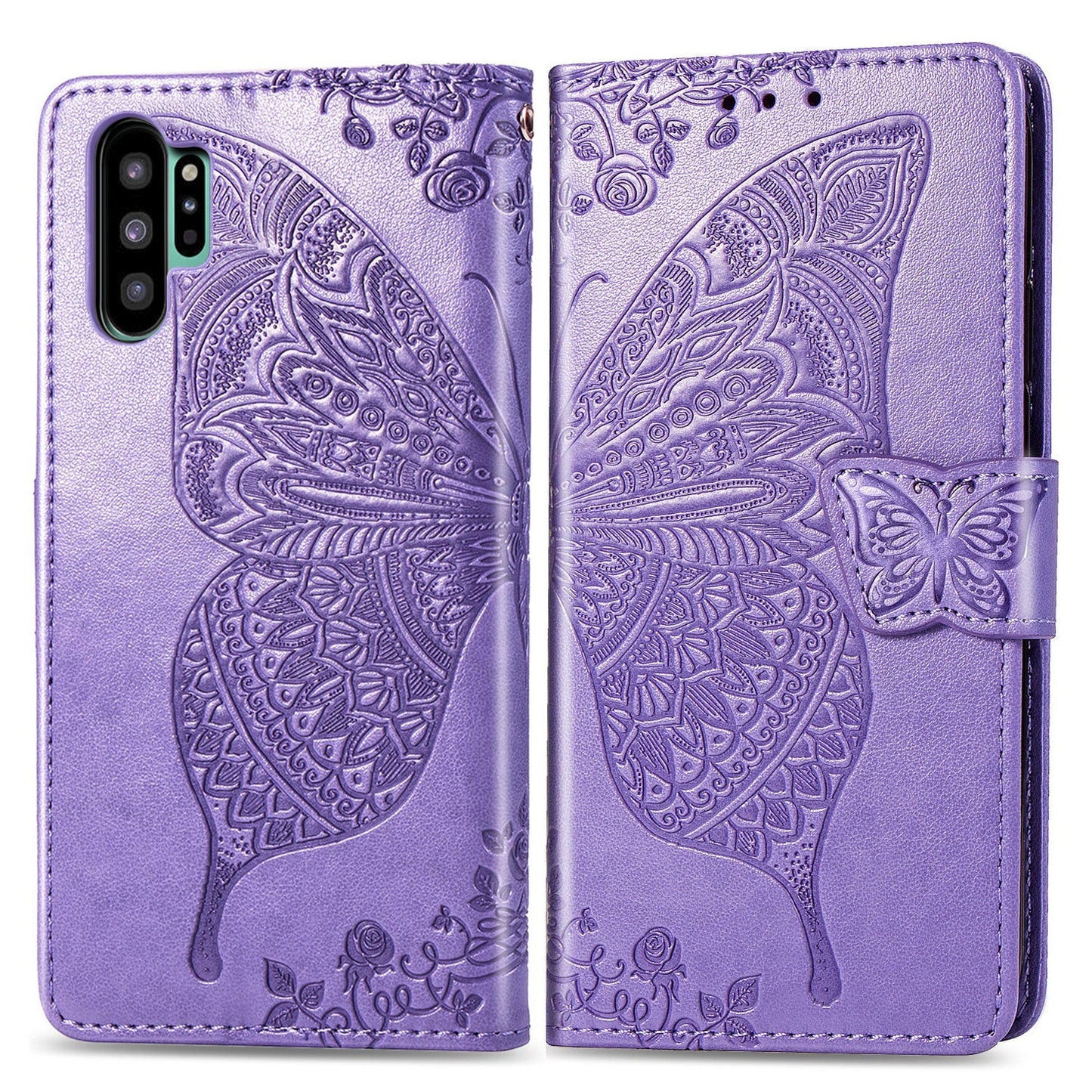 Luxuriöse geprägte Schmetterlings-Leder-Brieftaschen-Flip-Hülle für Samsung Note10 Plus