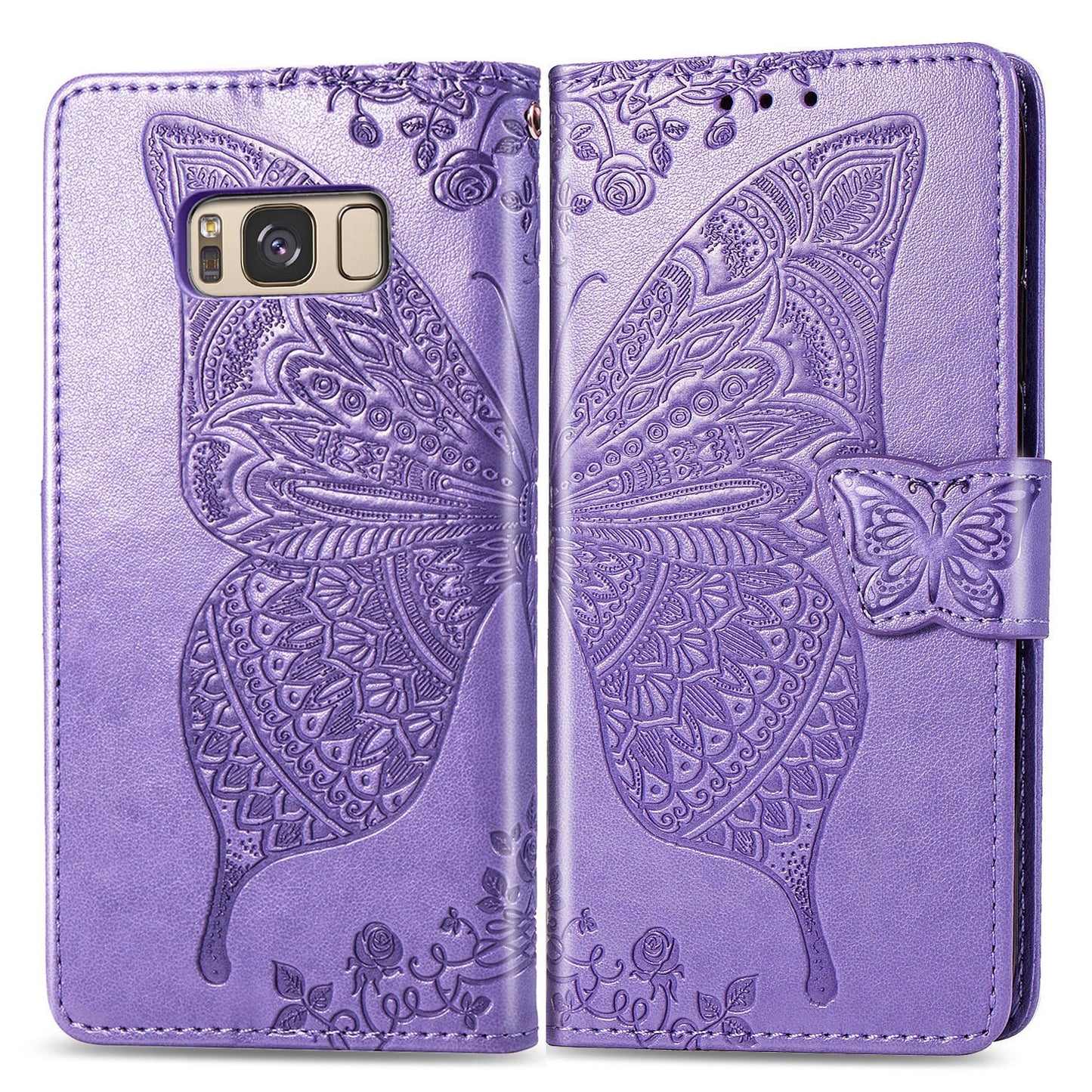 Luxuriöse geprägte Schmetterlings-Leder-Brieftaschen-Klapphülle für Samsung Galaxy S8 Plus