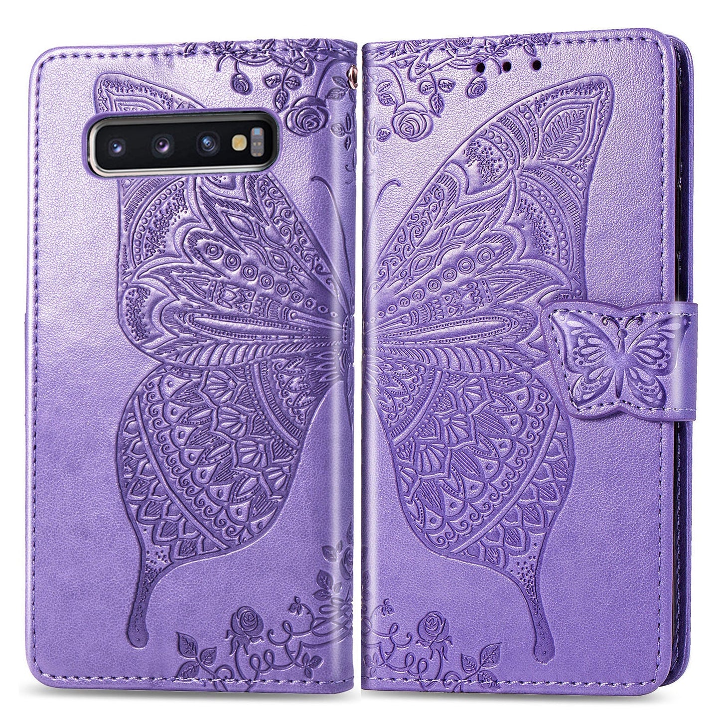 Luxuriöse geprägte Schmetterlings-Leder-Brieftaschen-Flip-Hülle für Samsung Galaxy S10