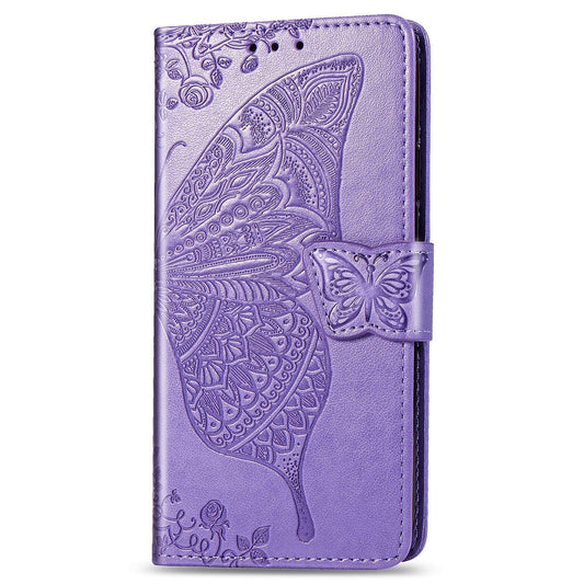 Étui portefeuille en cuir gaufré de luxe avec papillons pour LG K61