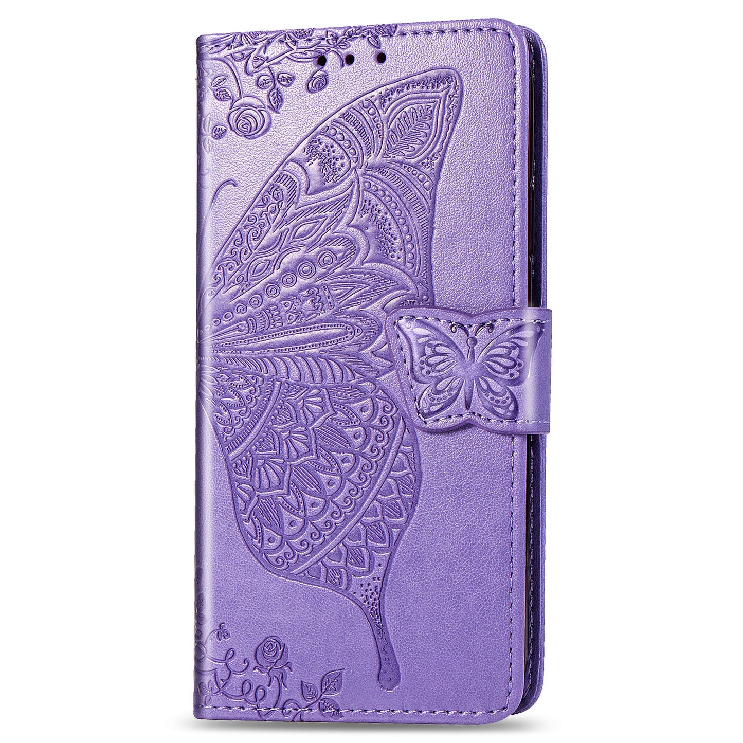 Étui portefeuille en cuir gaufré de luxe avec motif papillon pour Samsung A11