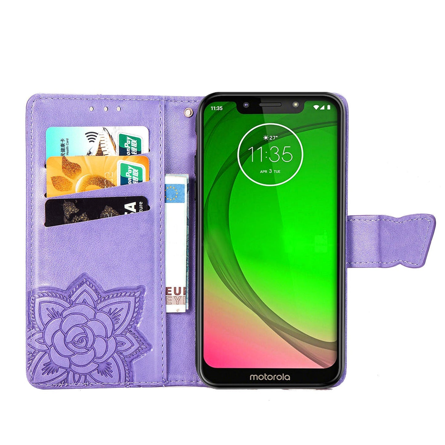 Luxuriöse geprägte Schmetterlings-Leder-Brieftaschen-Klapphülle für MOTO G7/ G7 Power/ G7 Play