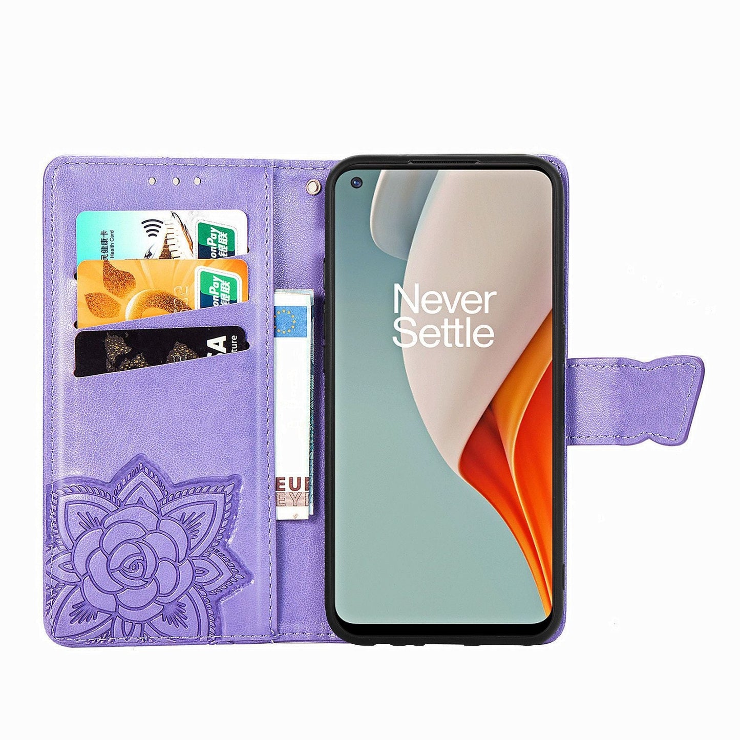 Luxuriöses geprägtes Schmetterlings-Leder-Brieftaschen-Flipcase für OnePlus Nord N100