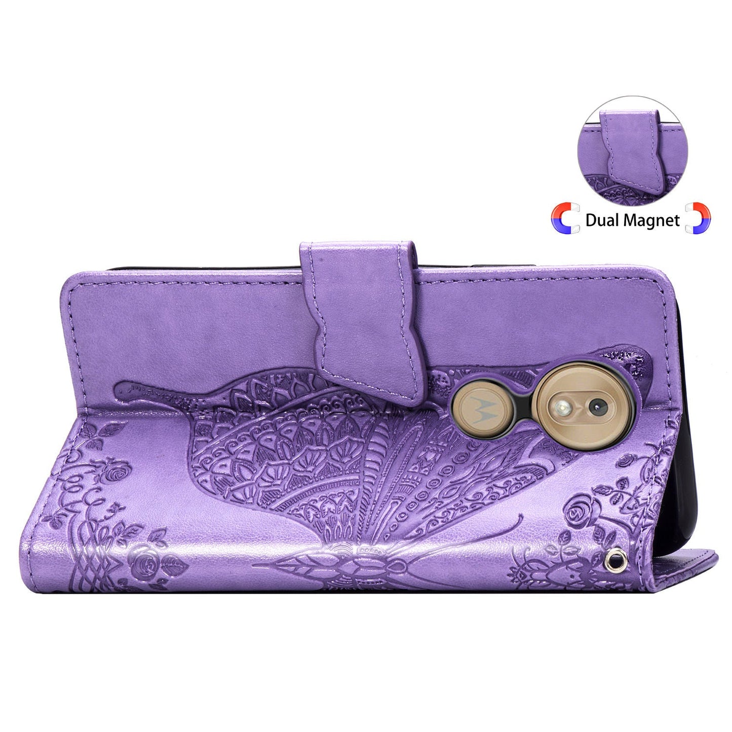 Luxuriöse geprägte Schmetterlings-Leder-Brieftaschen-Klapphülle für MOTO G7/ G7 Power/ G7 Play