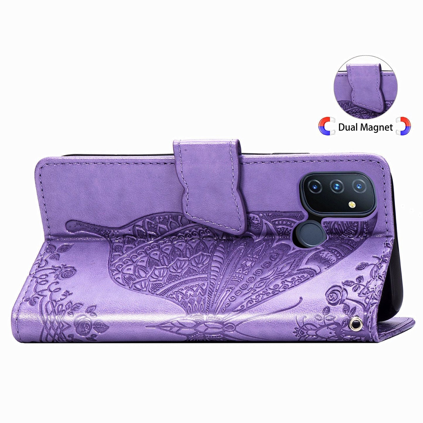 Luxuriöses geprägtes Schmetterlings-Leder-Brieftaschen-Flipcase für OnePlus Nord N100