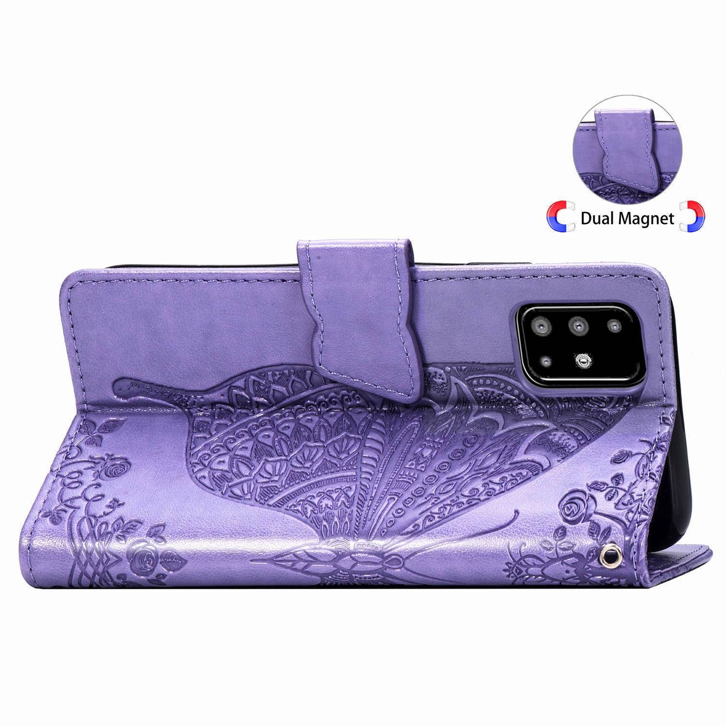 Luxuriöse geprägte Schmetterling Leder Geldbörse Flip Case für Samsung A71