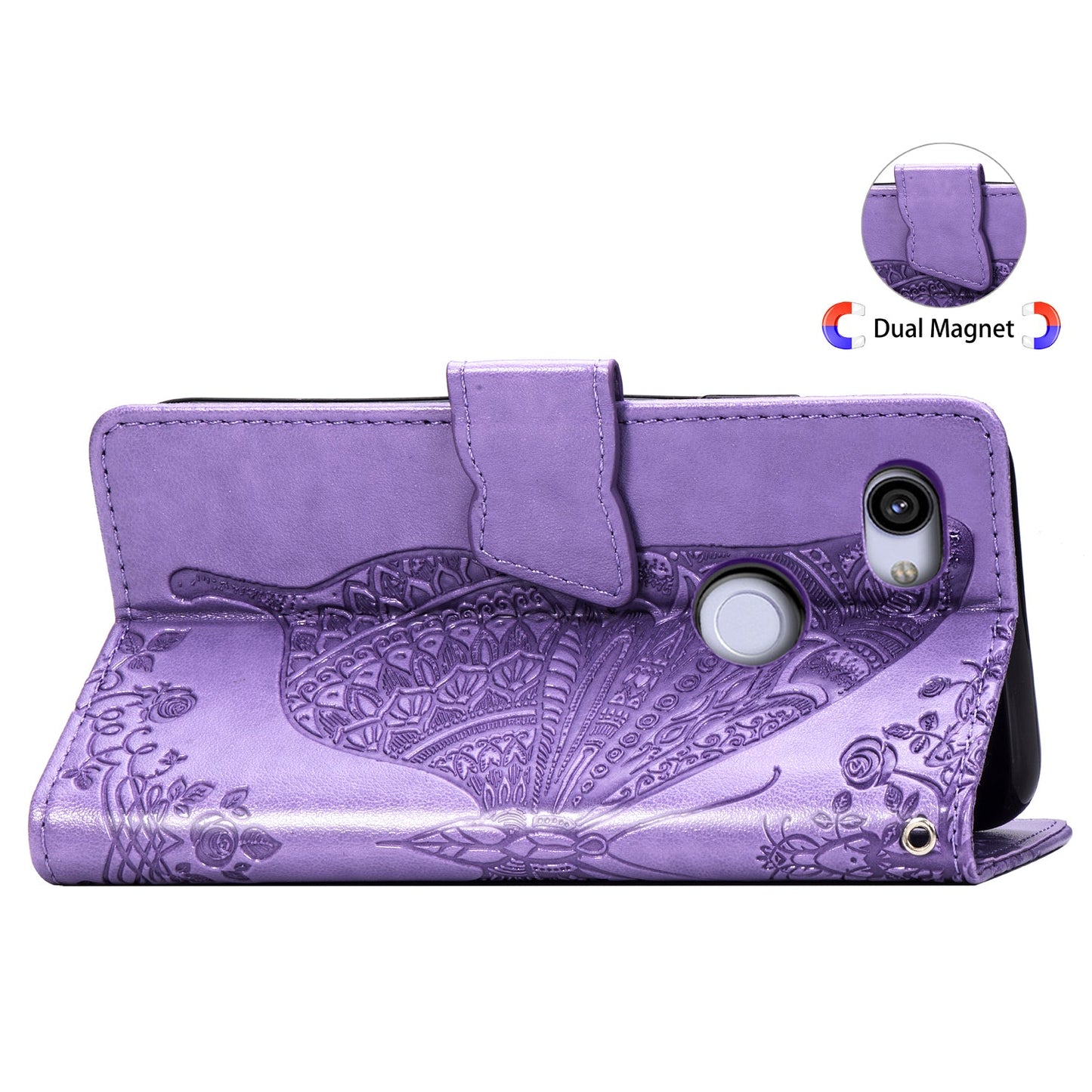 Luxuriöse geprägte Schmetterlings-Leder-Brieftasche-Flip-Hülle für Google Pixel