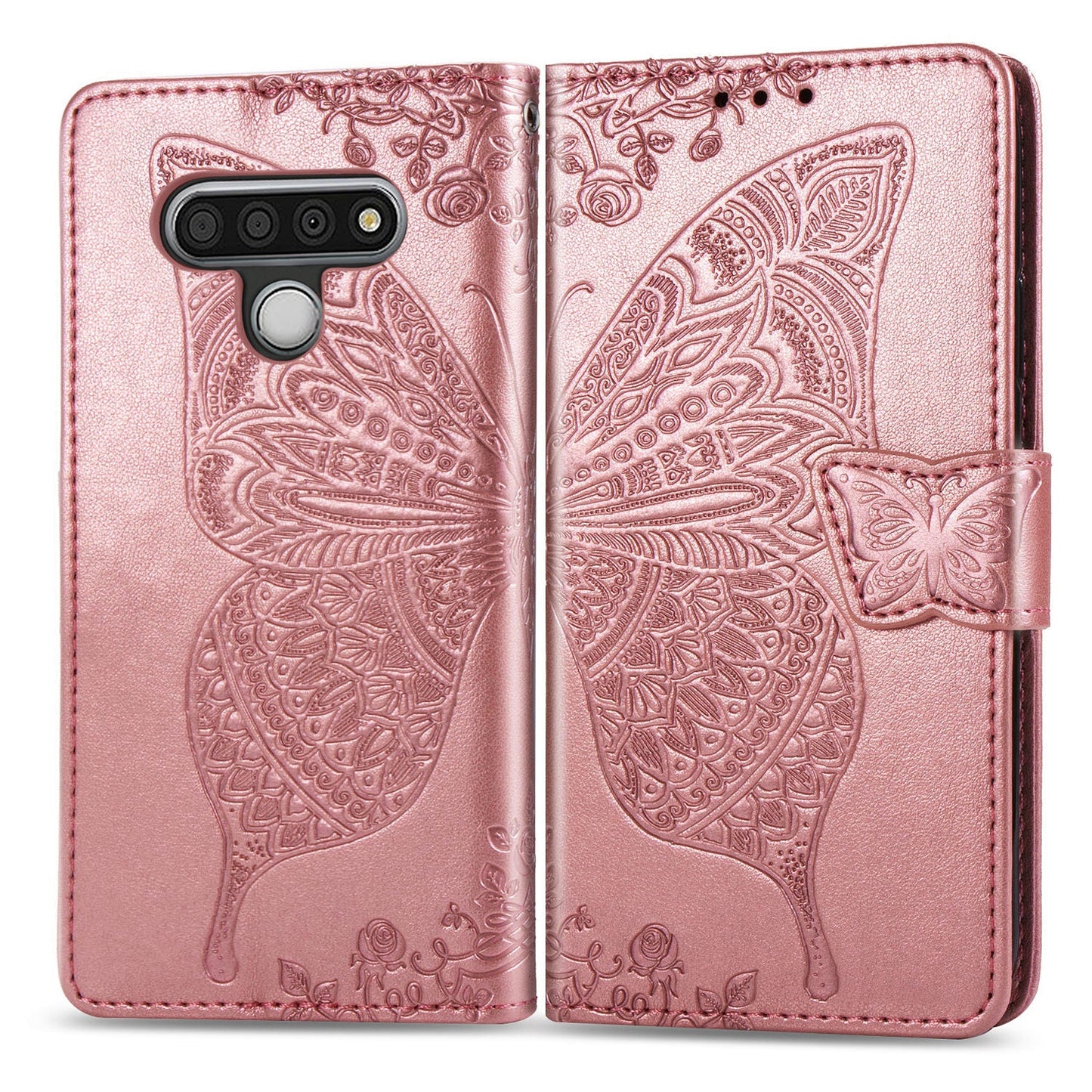 Luxuriöse geprägte Schmetterling-Leder-Brieftaschenhülle für LG Stylo 6