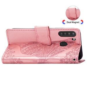 Luxuriöse geprägte Schmetterling Leder Brieftasche Flip Hülle für Samsung A21S