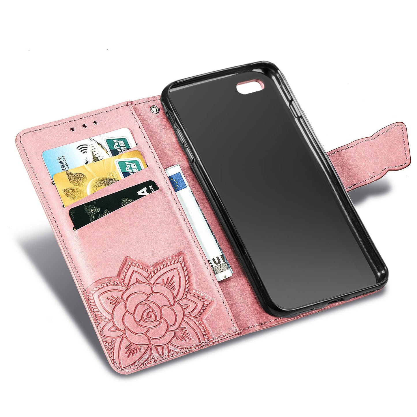 Neue luxuriöse geprägte Schmetterlings-Lederhülle mit Brieftaschenfunktion für IPHONE 6/6S