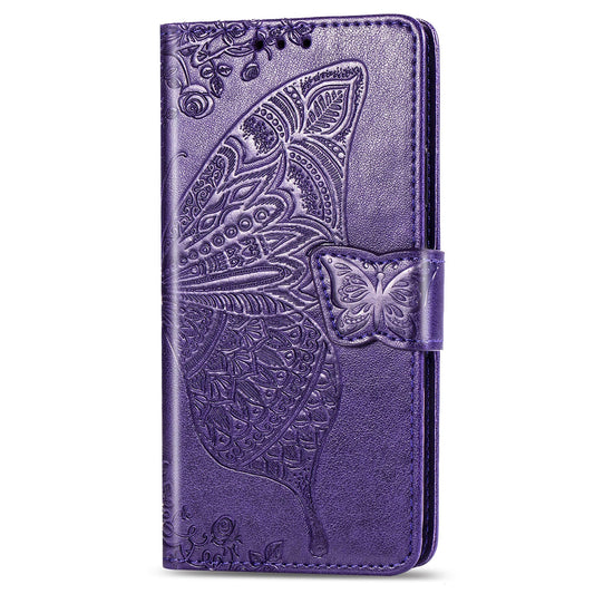 Luxury Embossed Butterfly Leather Wallet Flip Case for MOTO E6