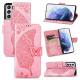 Luxury Embossed Butterfly Leather Wallet Flip Case For Samsung Galaxy S21 Series