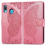 Luxury Embossed Butterfly Leather Wallet Flip Case For Samsung A20