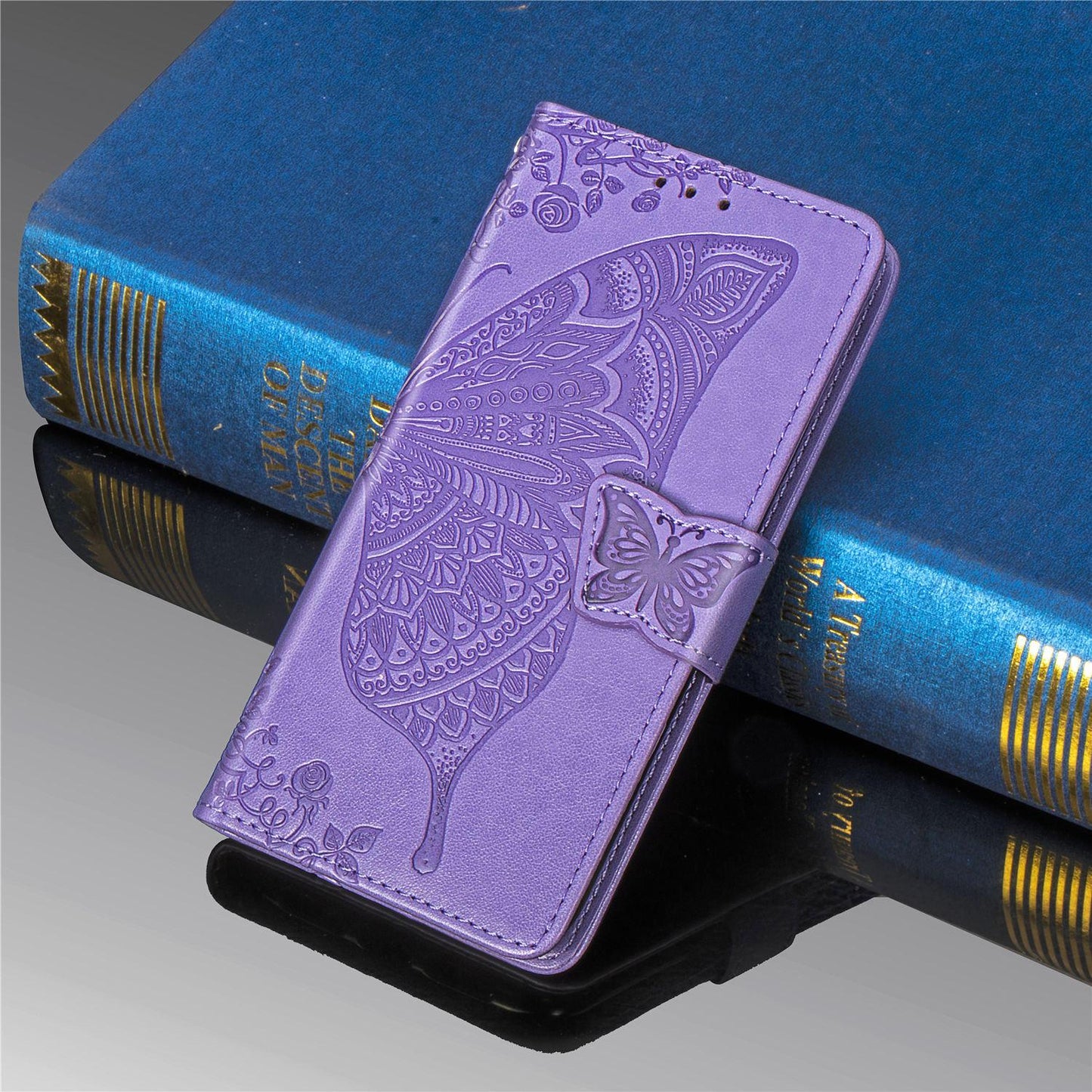Luxuriöse geprägte Schmetterling Leder Geldbörse Flip Case für Samsung A10E