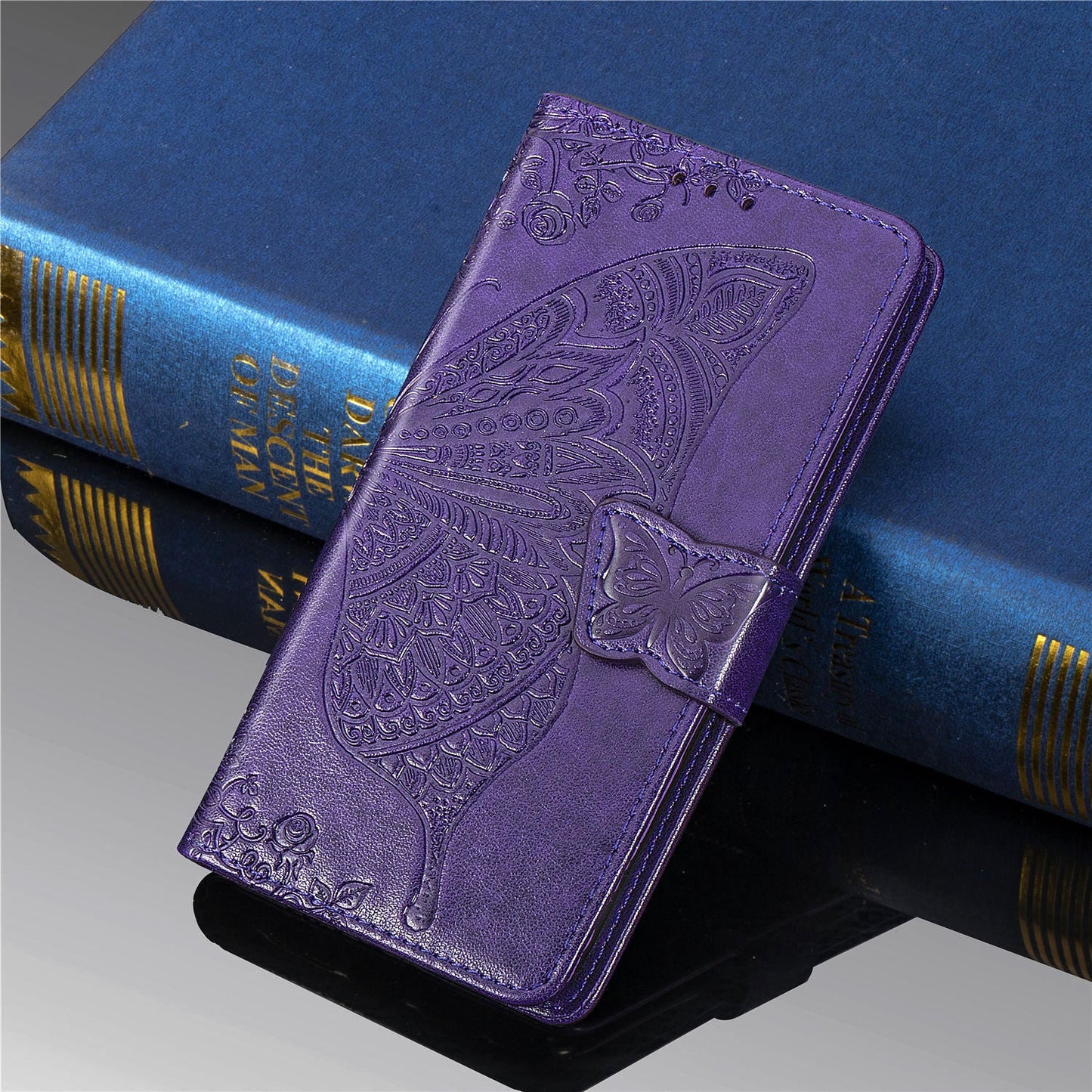 Luxus geprägte Schmetterlings-Leder-Brieftaschen-Flip-Hülle für MOTO E6