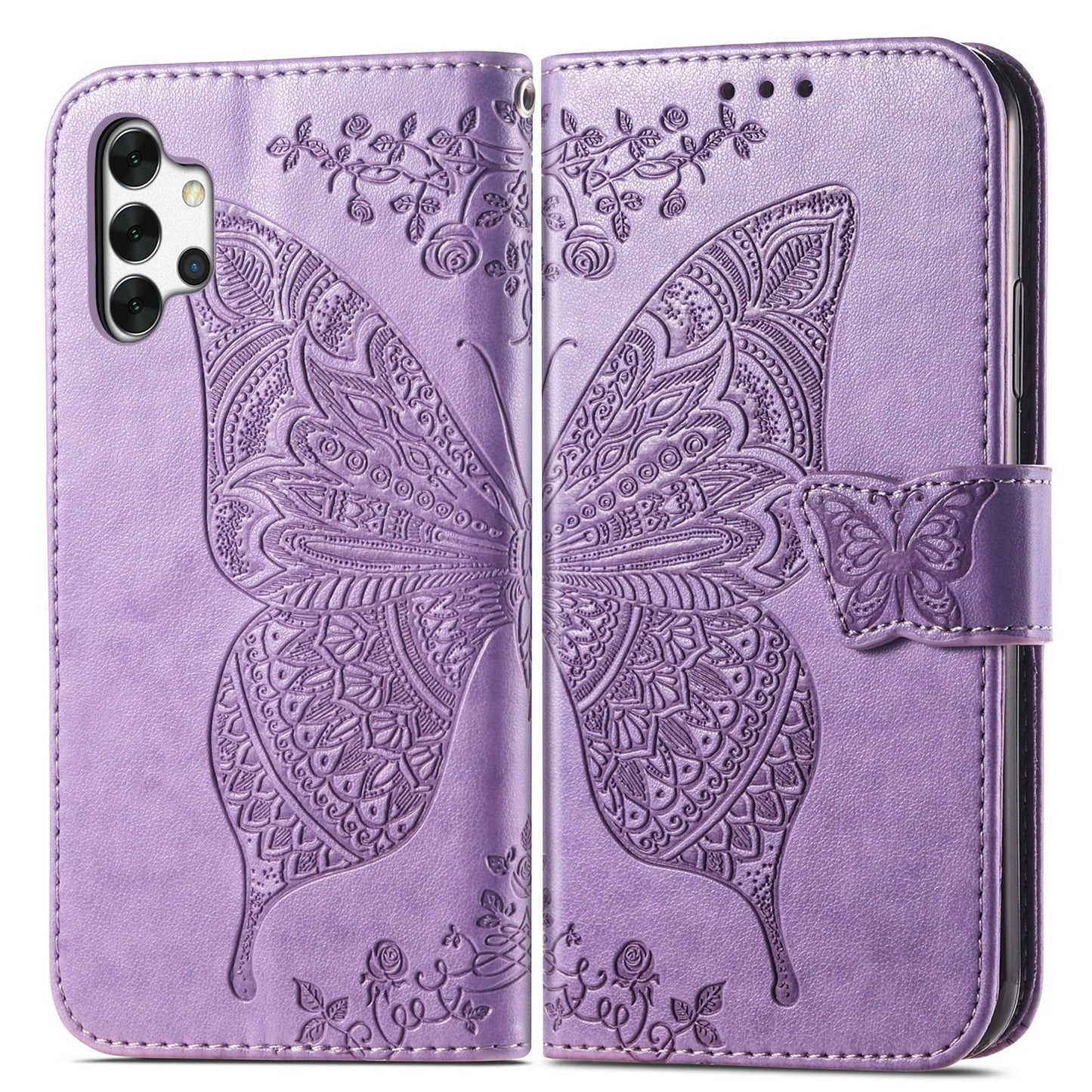 Luxuriöses geprägtes Schmetterling Leder Brieftaschen-Flip-Case für Samsung A32