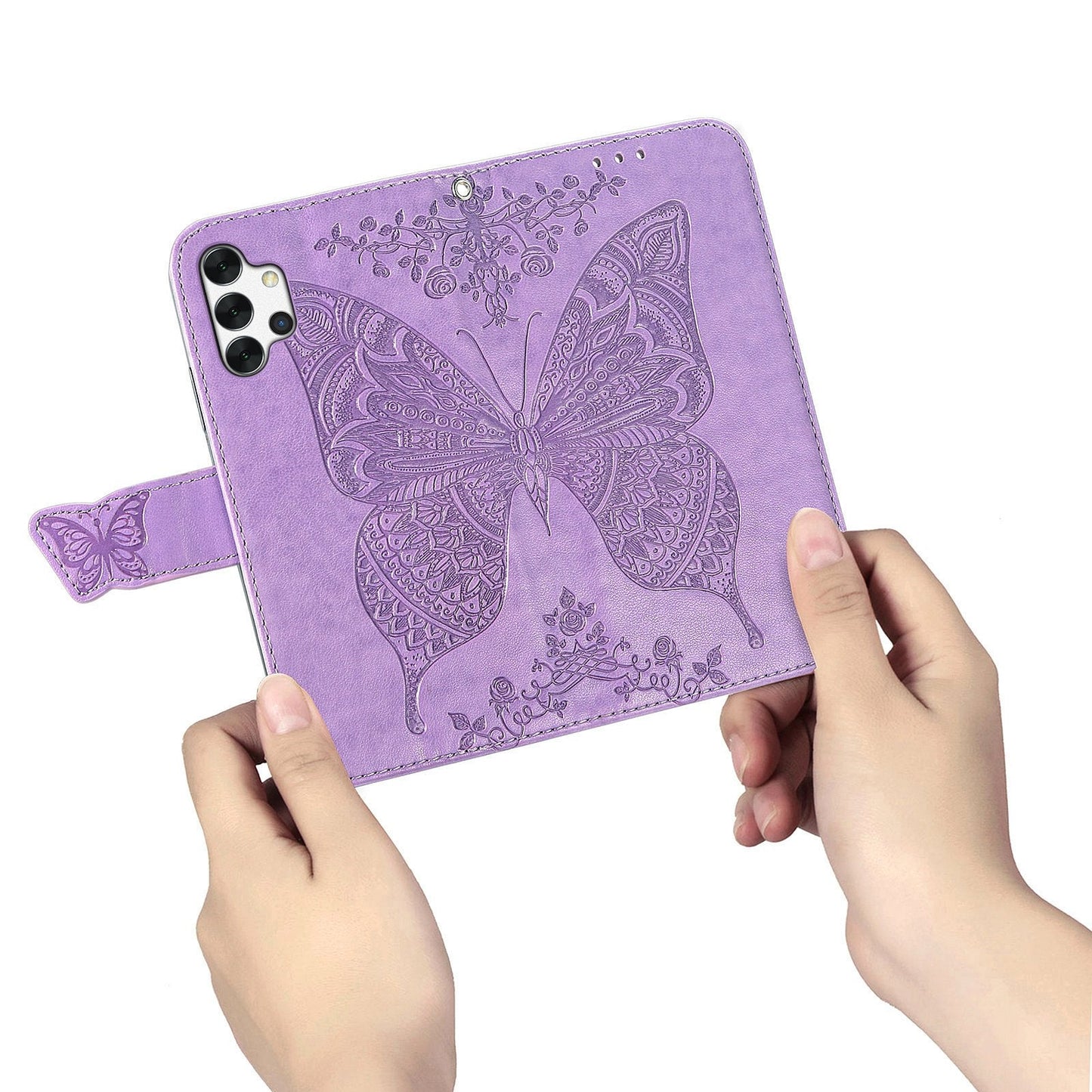 Luxuriöses geprägtes Schmetterling Leder Brieftaschen-Flip-Case für Samsung A32