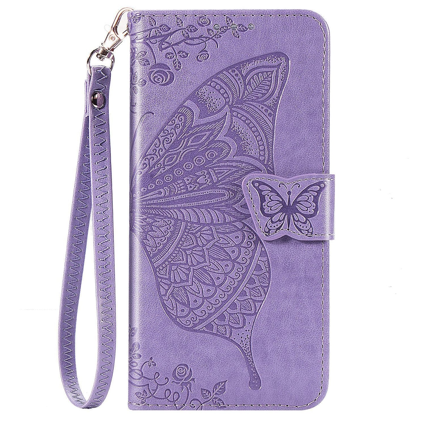 Luxuriöse geprägte Schmetterlings-Lederhülle Flip Case für Samsung A40