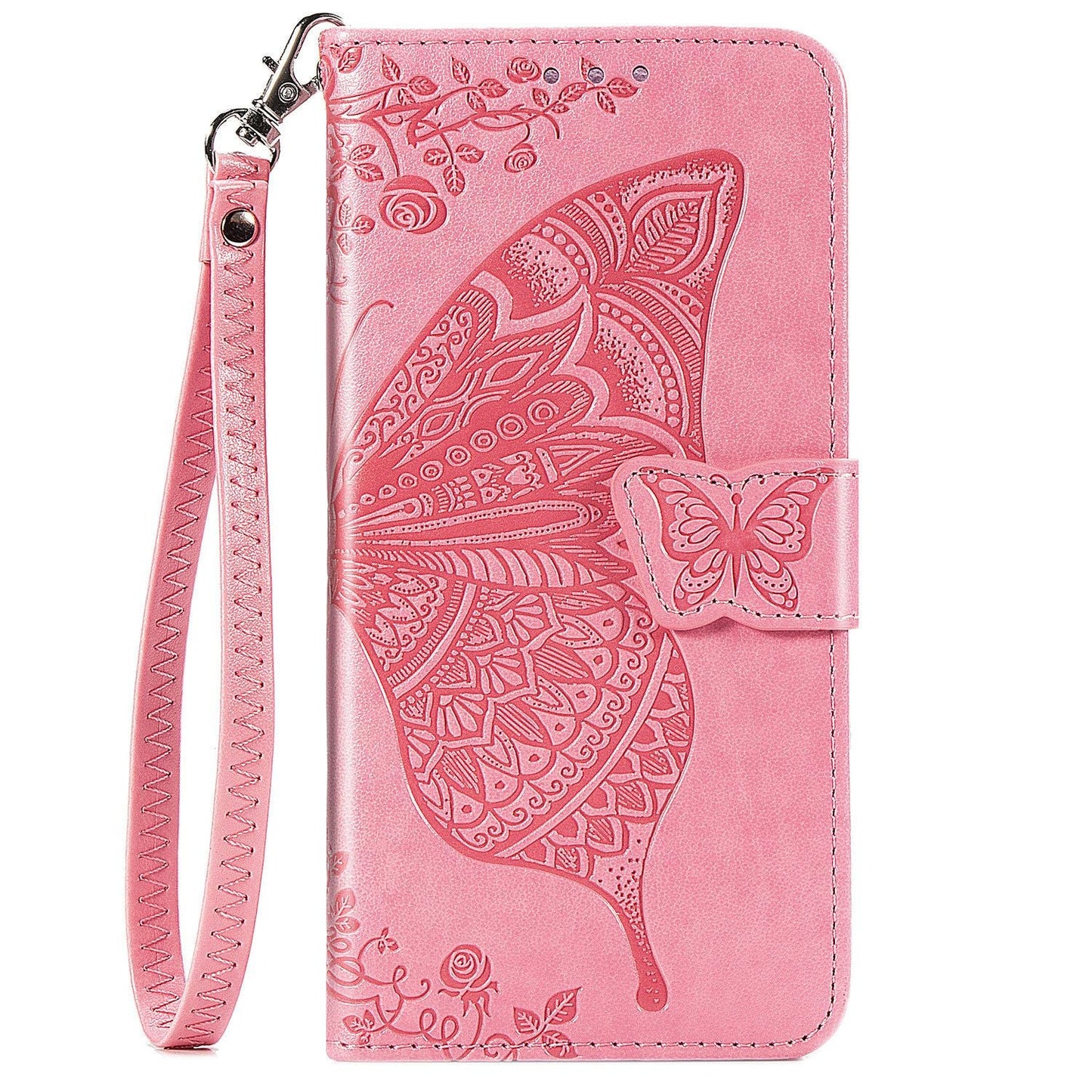 Luxuriöse geprägte Schmetterlings-Lederhülle Flip Case für Samsung A40