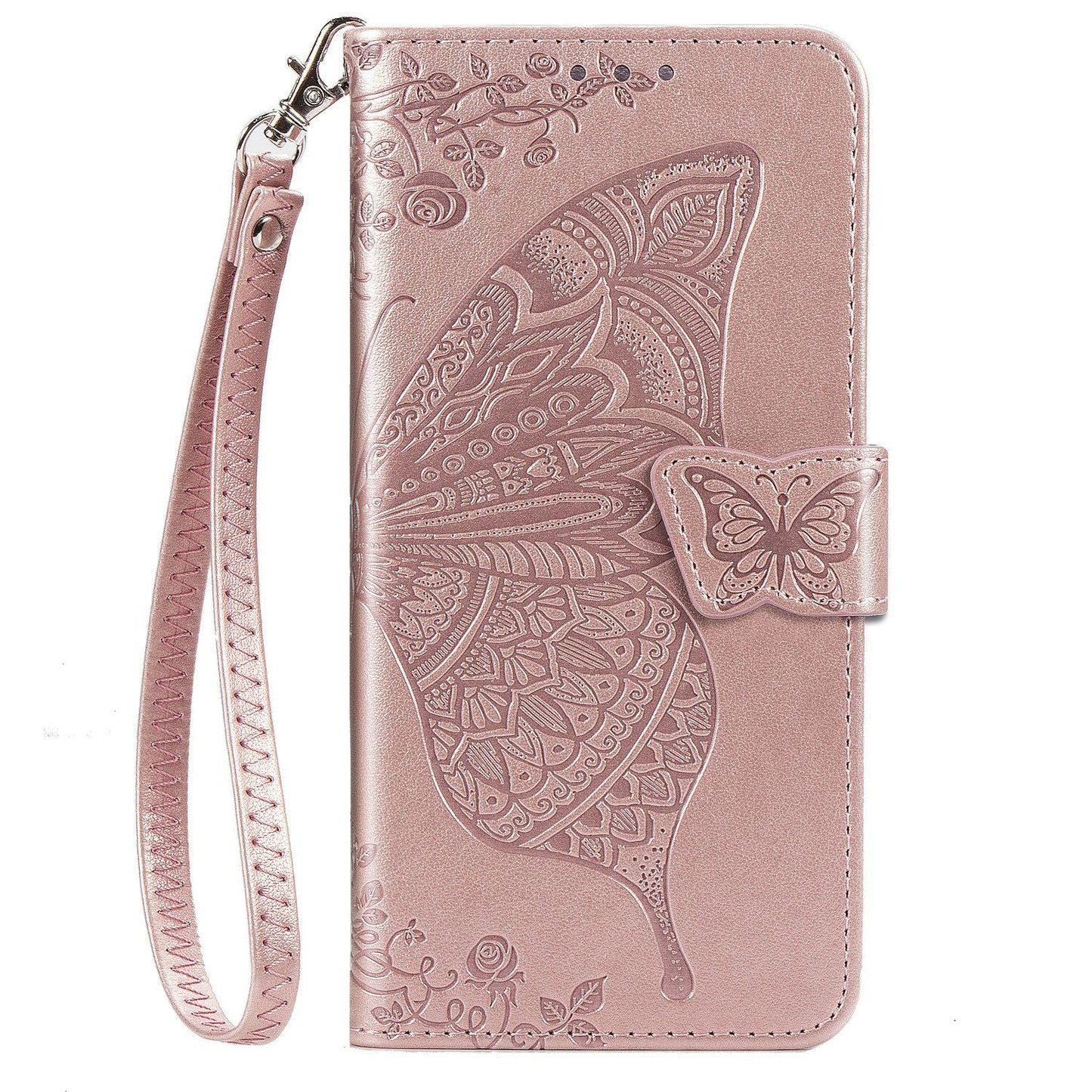 Luxuriöse geprägte Schmetterlings-Lederhülle Flip Case für Samsung A40