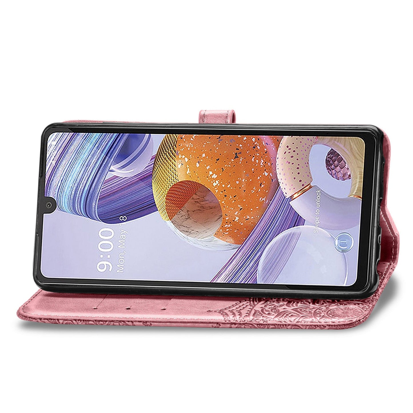 Luxuriöse geprägte Schmetterling-Leder-Brieftaschenhülle für LG Stylo 6