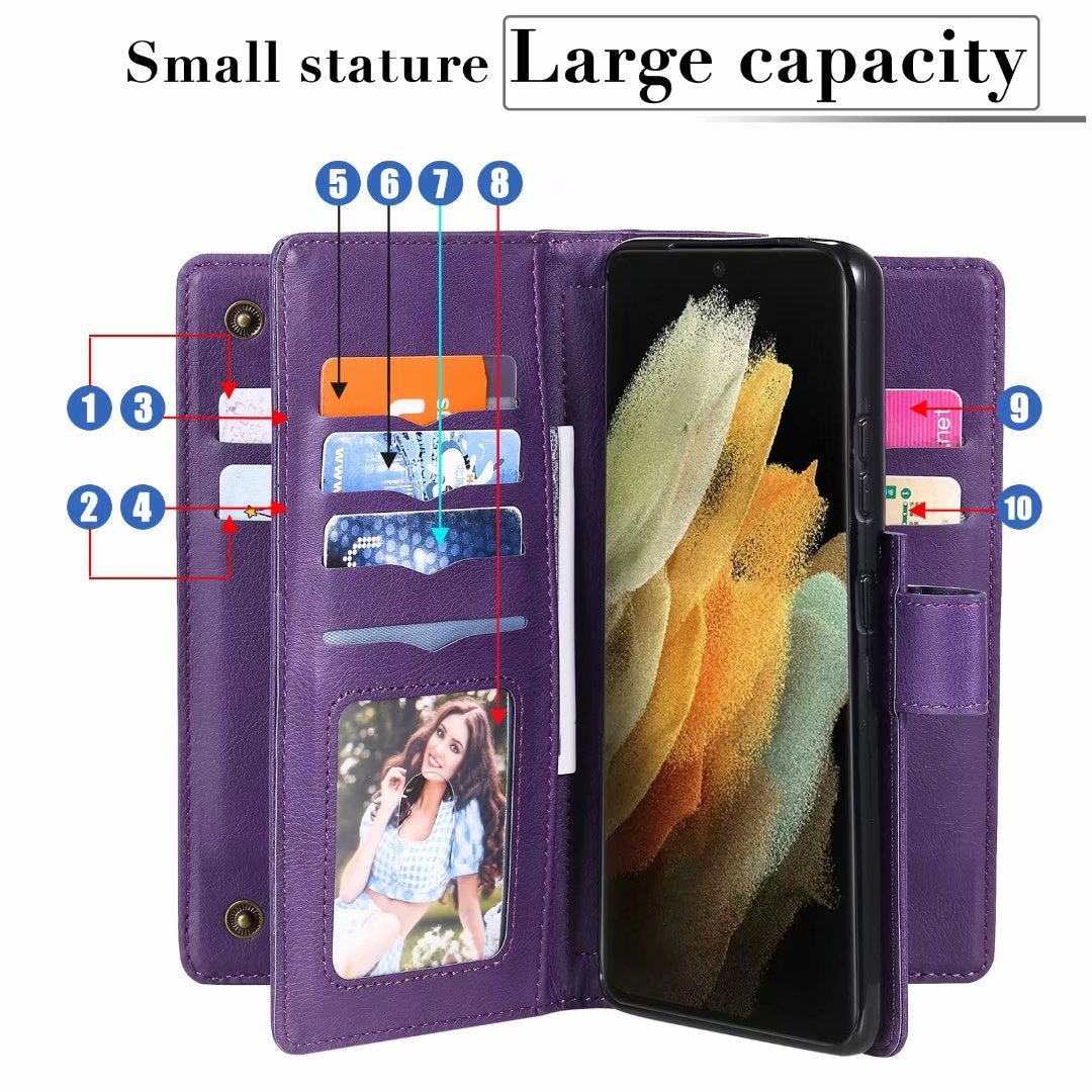 Multifunktionale Brieftasche mit großer Kapazität für Samsung S21 Serie