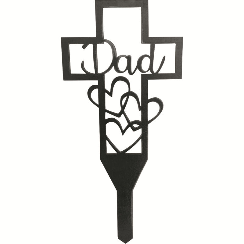 Metal Hollow Cross Stake Relatives Cemetery Ornament