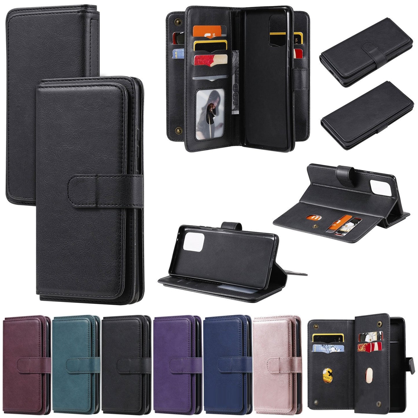 Multifunktionale Großraum-Brieftaschen-Handyhülle für Samsung S/Note Serie