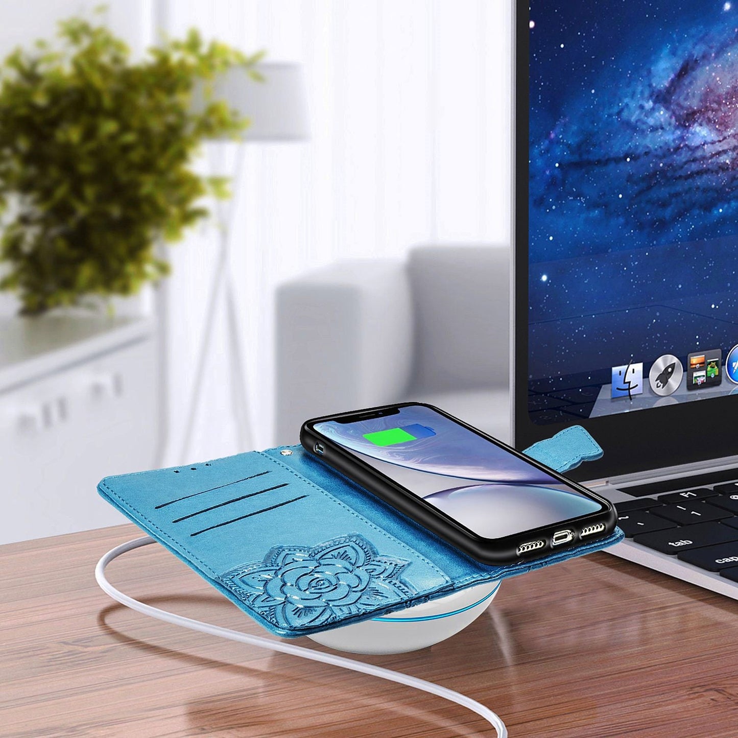 Étui portefeuille en cuir gaufré de luxe avec motif papillon pour LG Stylo 6