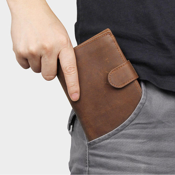 RFID Echtes Leder Kartenetui Dreifach-Herrenbrieftasche