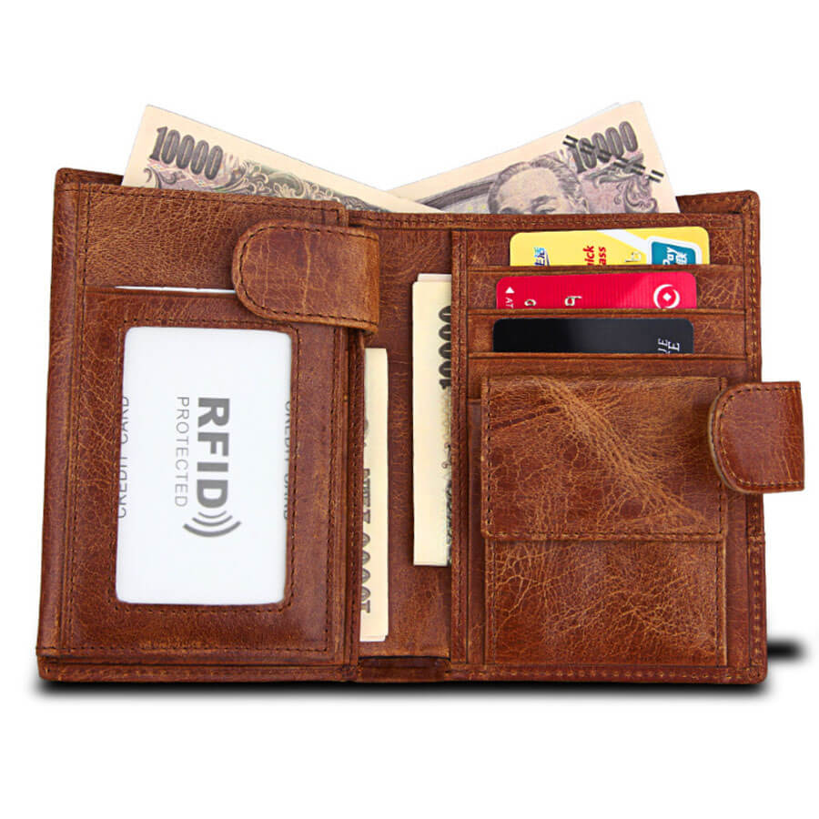 RFID Echtes Leder Kartenetui Dreifach-Herrenbrieftasche