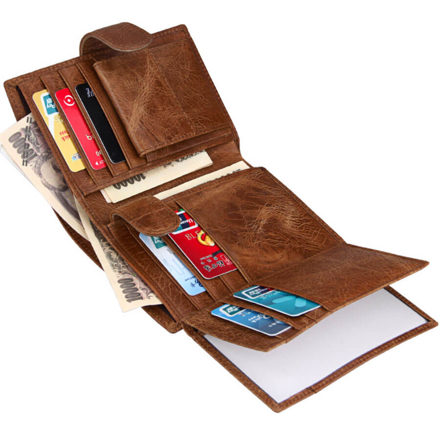 RFID Echtes Leder Kartenetui Dreifach-Herrenbrieftasche