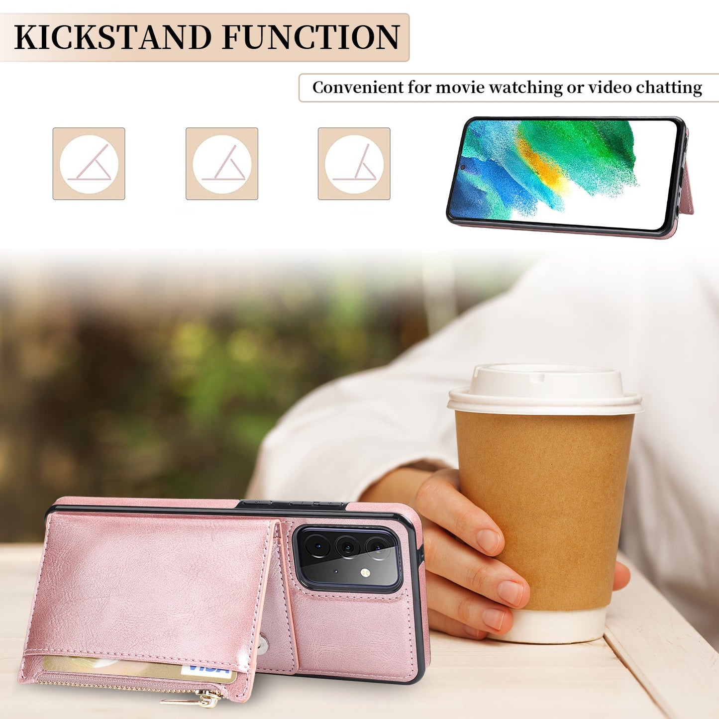 Neues Upgrade Multifunktionale Brieftasche Reißverschluss Handyhülle für Samsung A72 5G