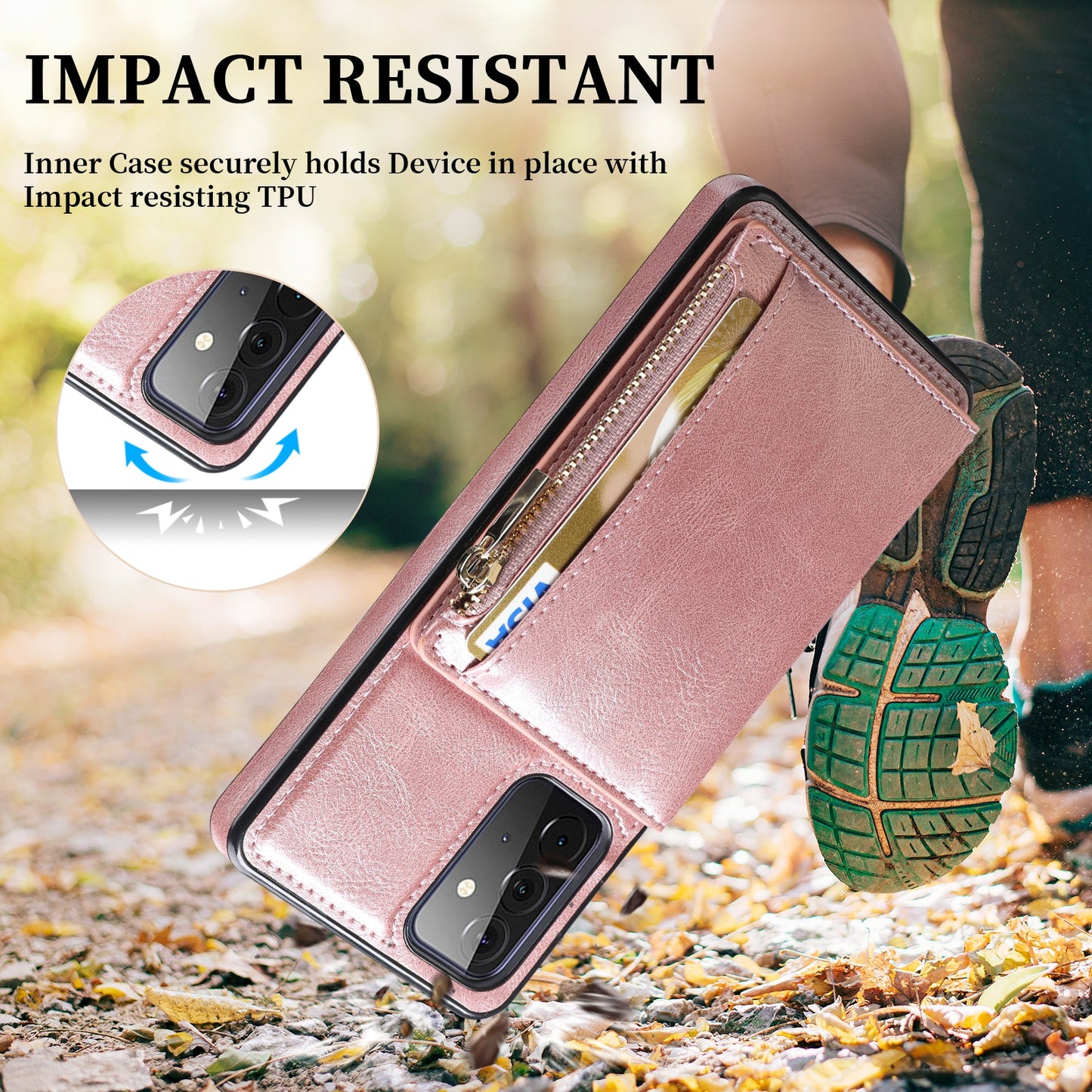 Neues Upgrade Multifunktionale Brieftasche Reißverschluss Handyhülle für Samsung A72 5G